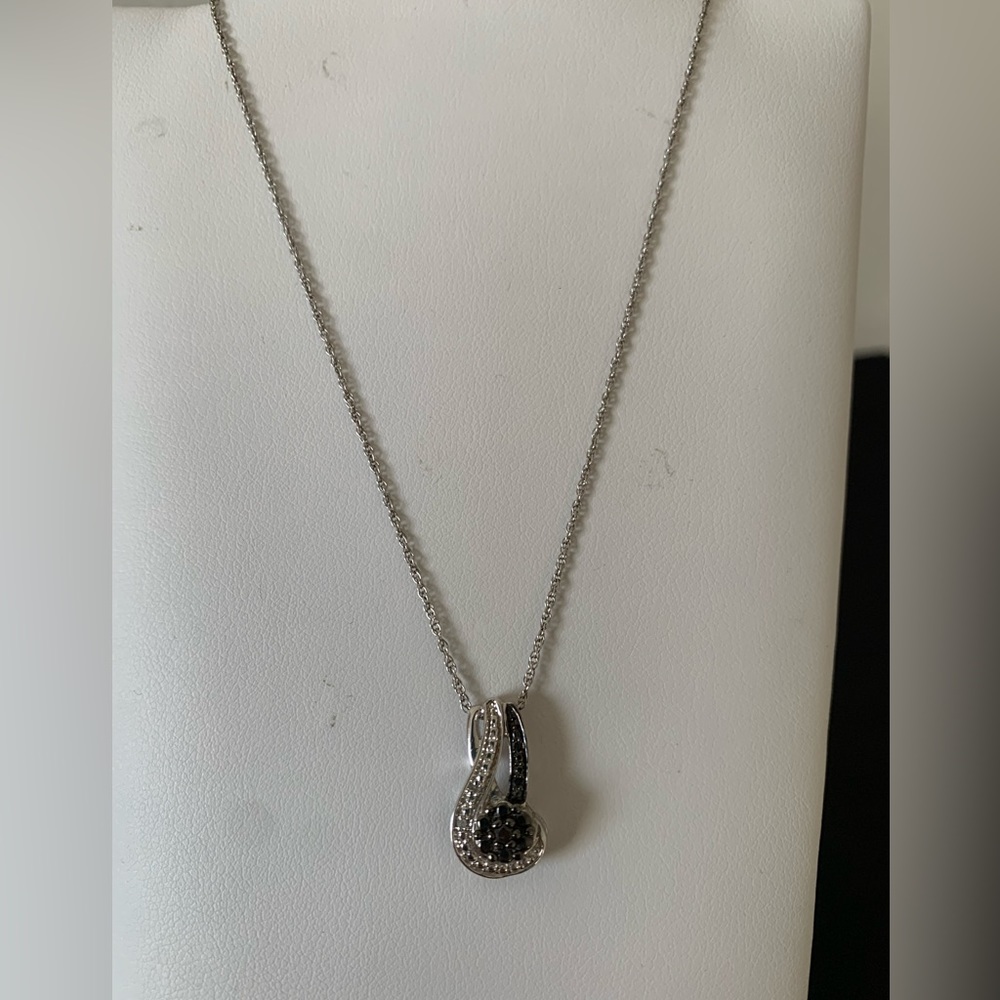 Sterling silver black diamonds on sterling silver chain